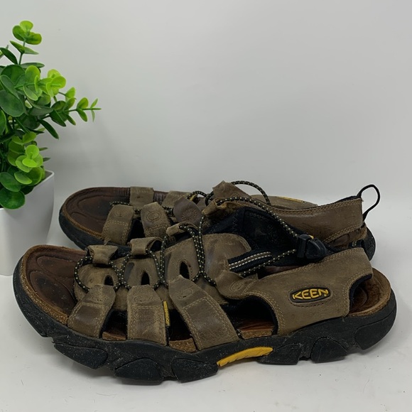 Keen Brown Leather Waterproof Quick Tie Sandals Men’s Size 12 - Picture 4 of 8